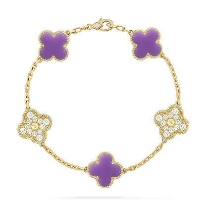[Novalux]LUCKY CLOVER 5-MOTIF BRACELET - LAVENDER COLLECTION