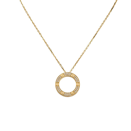 [Novalux]LOVE LARGE CIRCULAR PENDANT FULL-PAVÉ DIAMOND NECKLACE