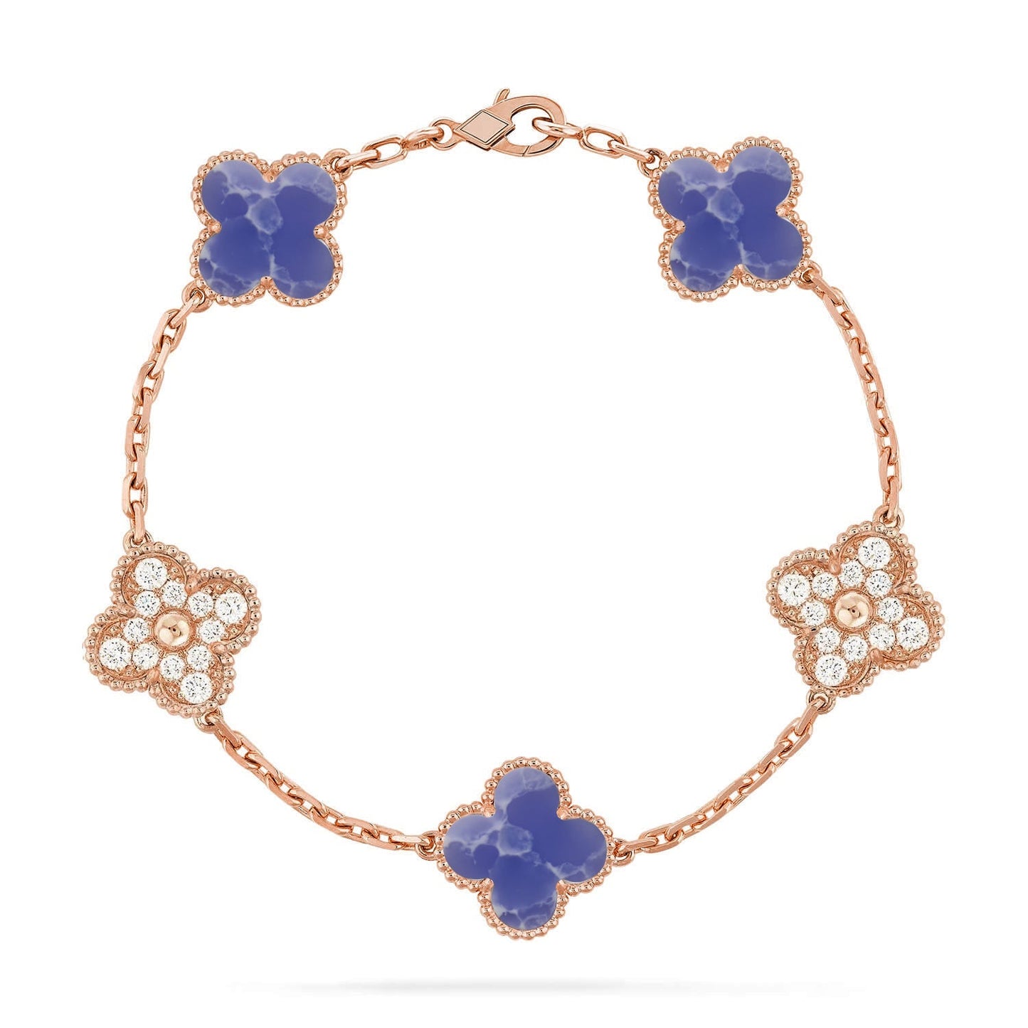 [Novalux]LUCKY CLOVER 5-MOTIF BRACELET - BLUE LARIMAR COLLECTION