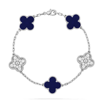 [Novalux]LUCKY CLOVER 5-MOTIF BRACELET - LAPIS LAZULI COLLECTION