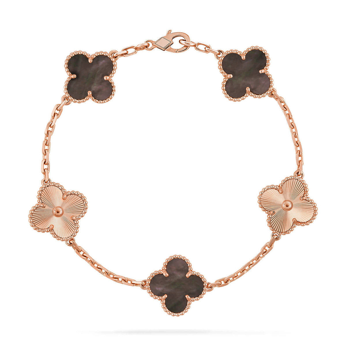 [Novalux]LUCKY CLOVER 5-MOTIF BRACELET - GREY MOTHER-OF-PEARL COLLECTION