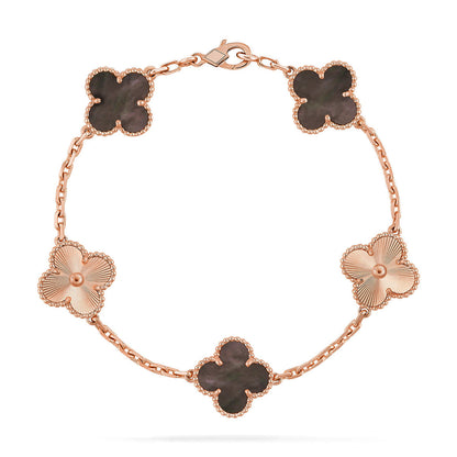 [Novalux]LUCKY CLOVER 5-MOTIF BRACELET - GREY MOTHER-OF-PEARL COLLECTION