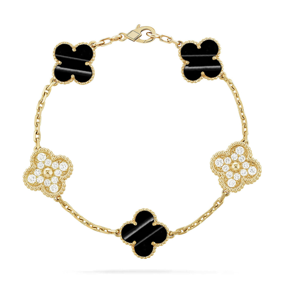 [Novalux]LUCKY CLOVER 5-MOTIF BRACELET - PULSE STONE COLLECTION