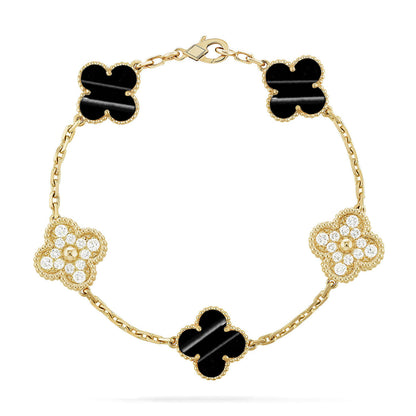 [Novalux]LUCKY CLOVER 5-MOTIF BRACELET - PULSE STONE COLLECTION