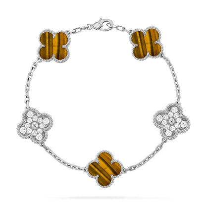 [Novalux]LUCKY CLOVER 5-MOTIF BRACELET -  TIGER’S EYE COLLECTION