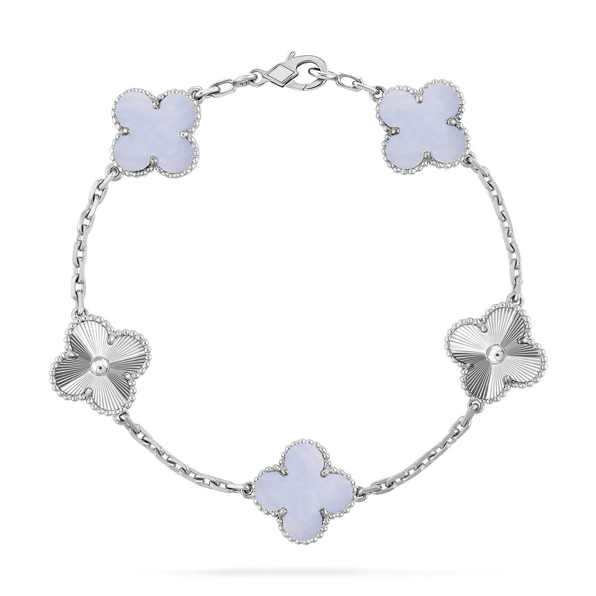 [Novalux]LUCKY CLOVER 5-MOTIF BRACELET - PURPLE CHALCEDONY COLLECTION