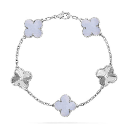 [Novalux]LUCKY CLOVER 5-MOTIF BRACELET - PURPLE CHALCEDONY COLLECTION