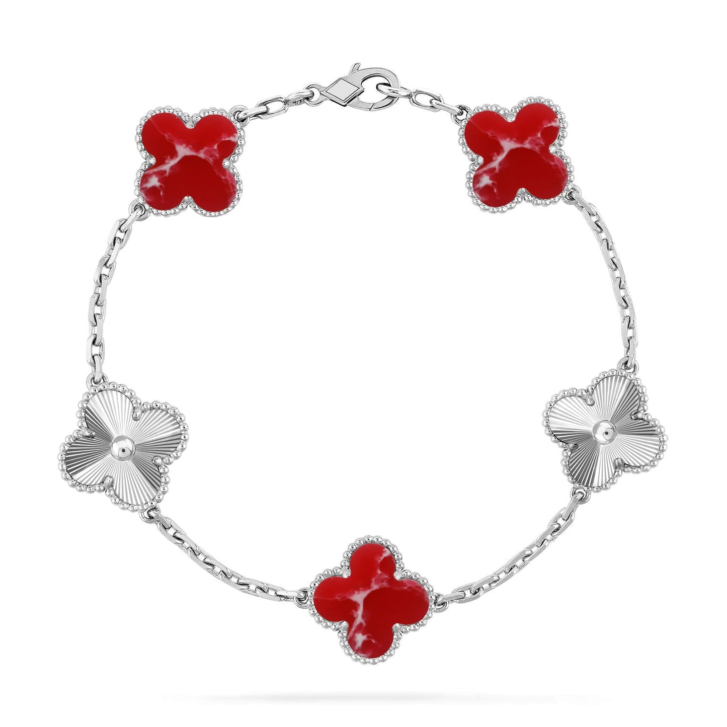 [Novalux]LUCKY CLOVER 5-MOTIF BRACELET - RED LARIMAR COLLECTION