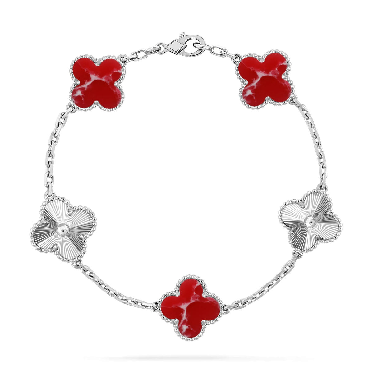 [Novalux]LUCKY CLOVER 5-MOTIF BRACELET - RED LARIMAR COLLECTION