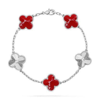 [Novalux]LUCKY CLOVER 5-MOTIF BRACELET - RED LARIMAR COLLECTION