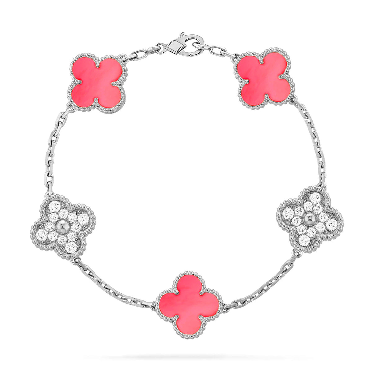 [Novalux]LUCKY CLOVER 5-MOTIF BRACELET - PINK MOTHER-OF-PEARL COLLECTION