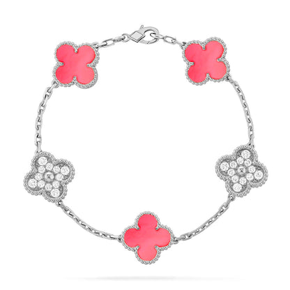[Novalux]LUCKY CLOVER 5-MOTIF BRACELET - PINK MOTHER-OF-PEARL COLLECTION