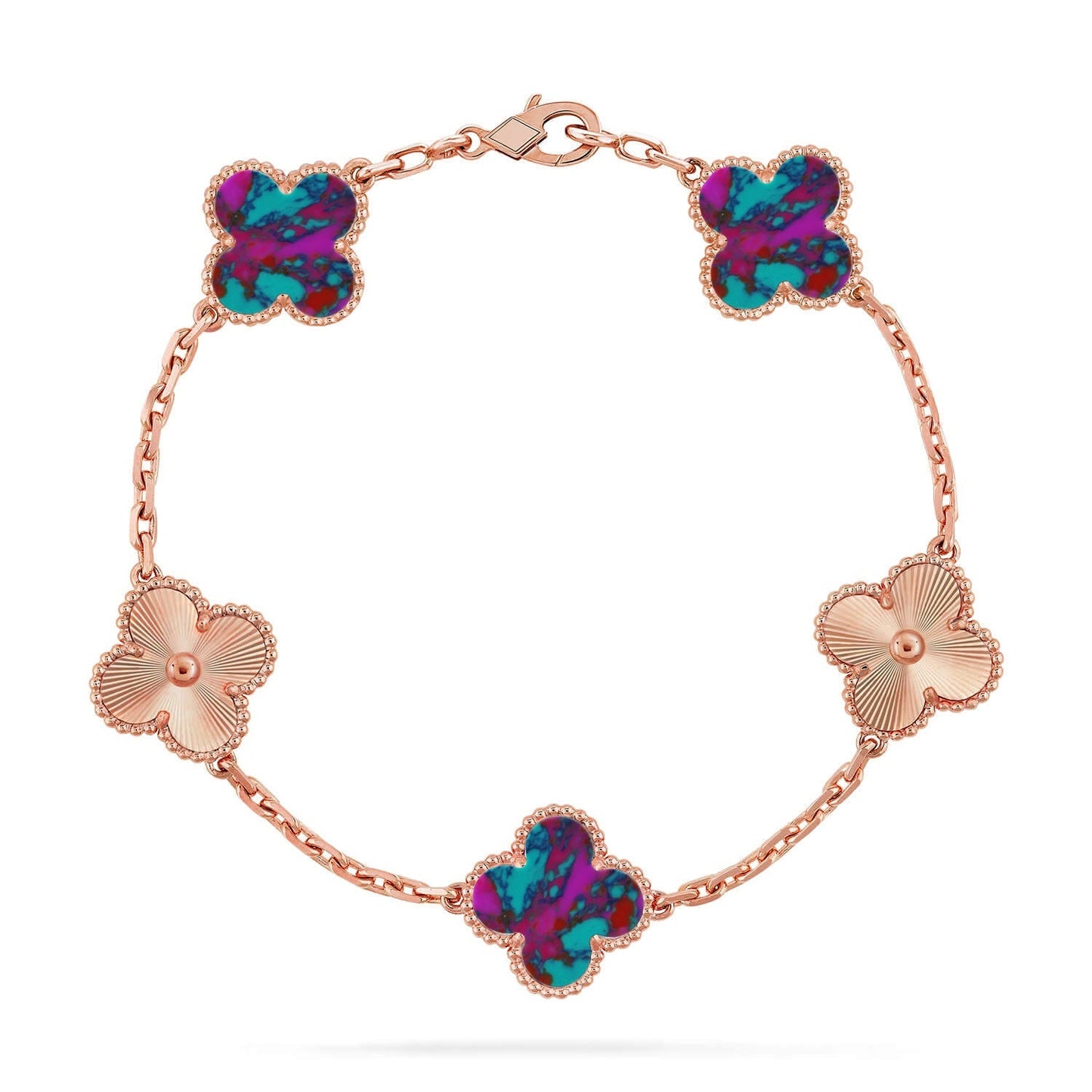[Novalux]LUCKY CLOVER 5-MOTIF BRACELET - MULTI-GEM COLLECTION