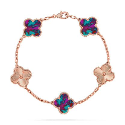[Novalux]LUCKY CLOVER 5-MOTIF BRACELET - MULTI-GEM COLLECTION