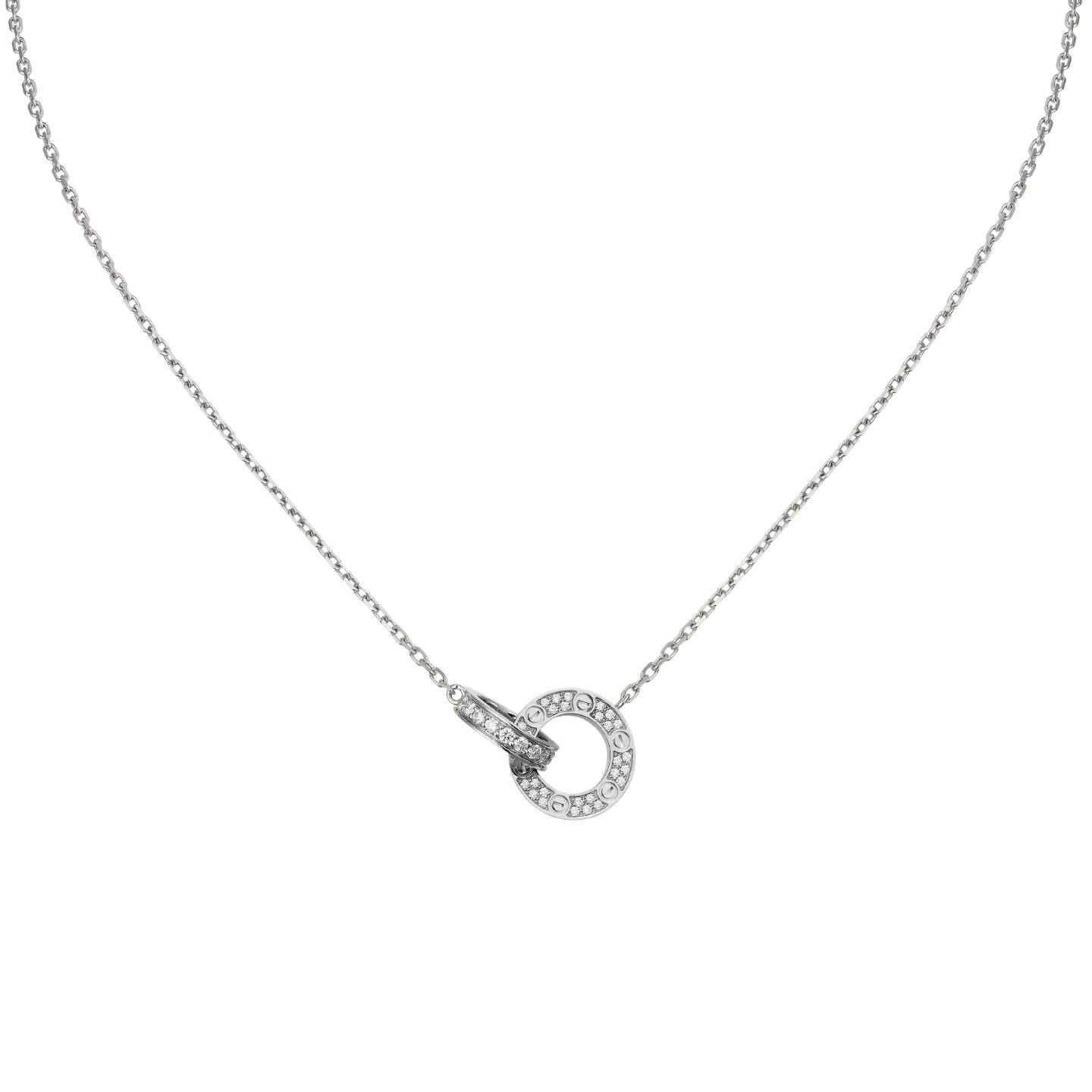 [Novalux]LOVE DOUBLE-RING PENDANT FULL-PAVÉ NECKLACE