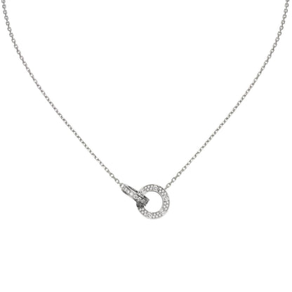 [Novalux]LOVE DOUBLE-RING PENDANT FULL-PAVÉ NECKLACE