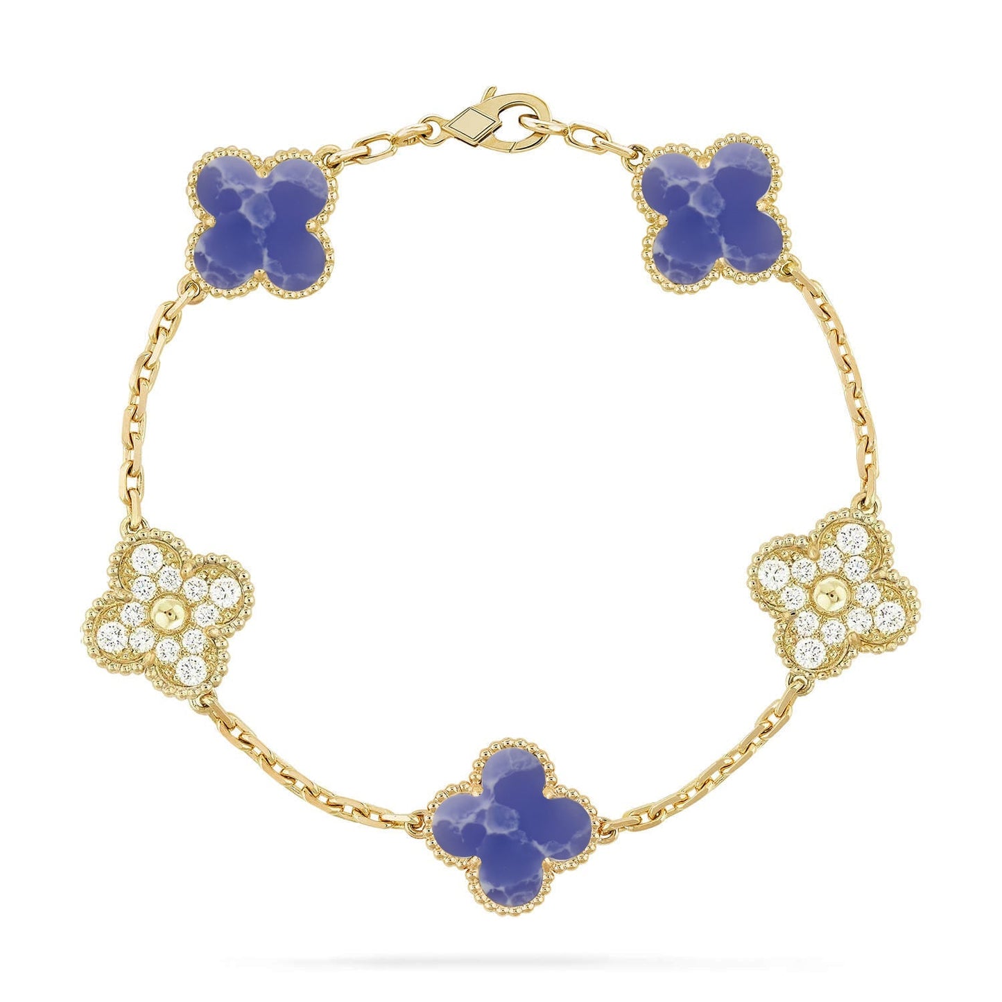 [Novalux]LUCKY CLOVER 5-MOTIF BRACELET - BLUE LARIMAR COLLECTION