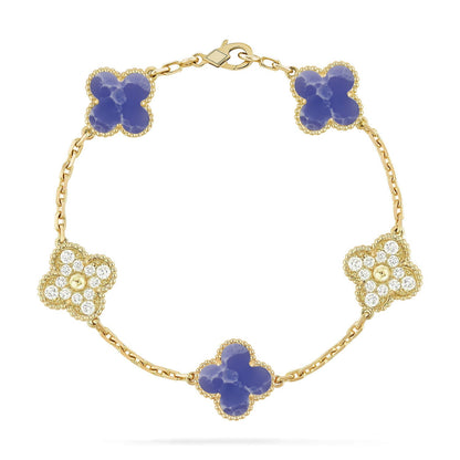 [Novalux]LUCKY CLOVER 5-MOTIF BRACELET - BLUE LARIMAR COLLECTION