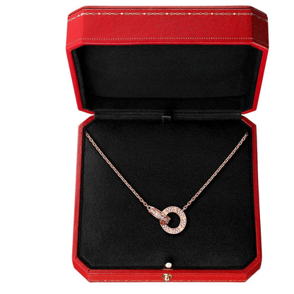 [Novalux]LOVE DOUBLE-RING PENDANT FULL-PAVÉ NECKLACE