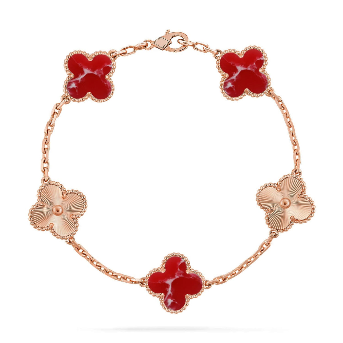 [Novalux]LUCKY CLOVER 5-MOTIF BRACELET - RED LARIMAR COLLECTION