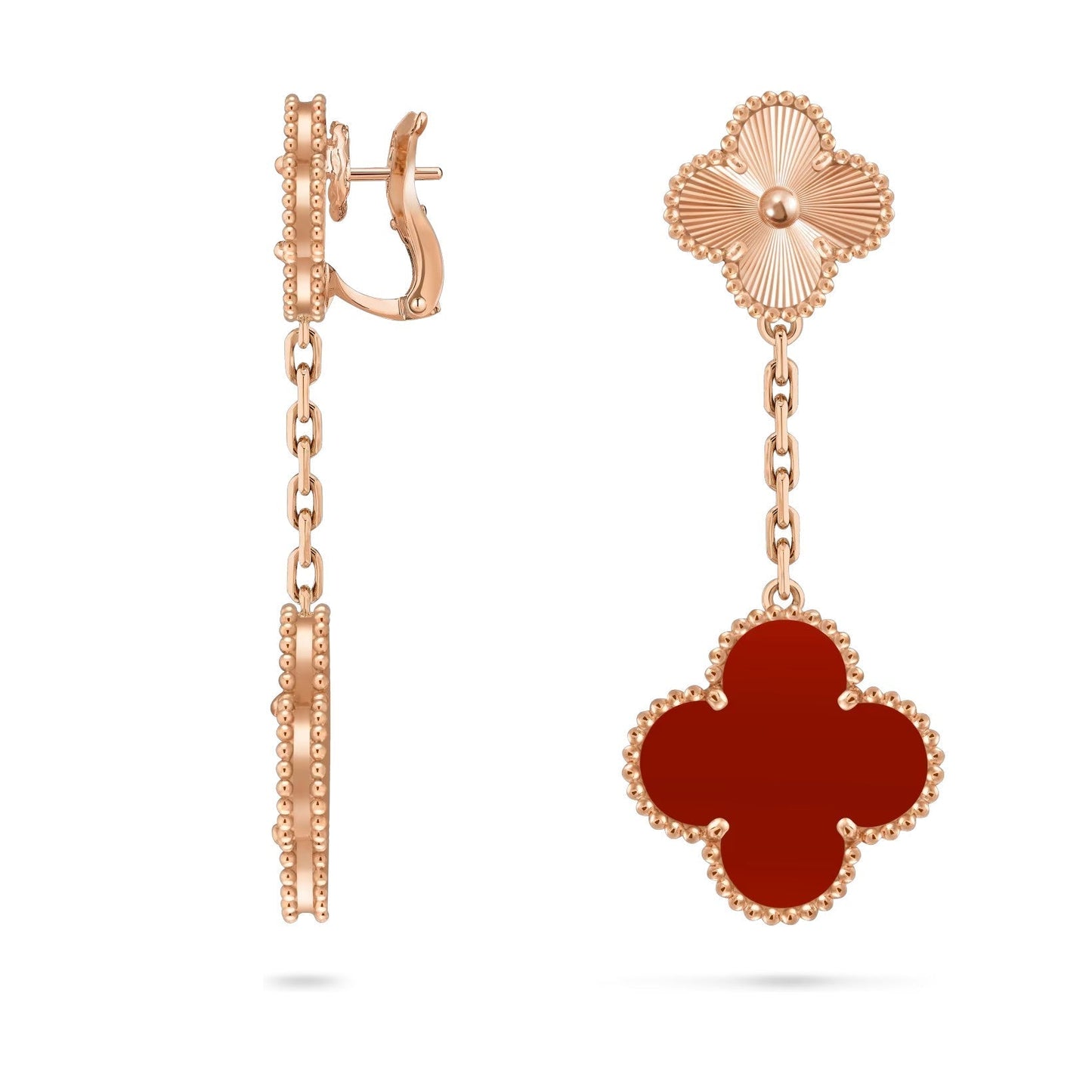 [Novalux]CLOVER DUAL-MOTIF STATEMENT STUD EARRINGS - DOUBLE-CHARM COLLECTION