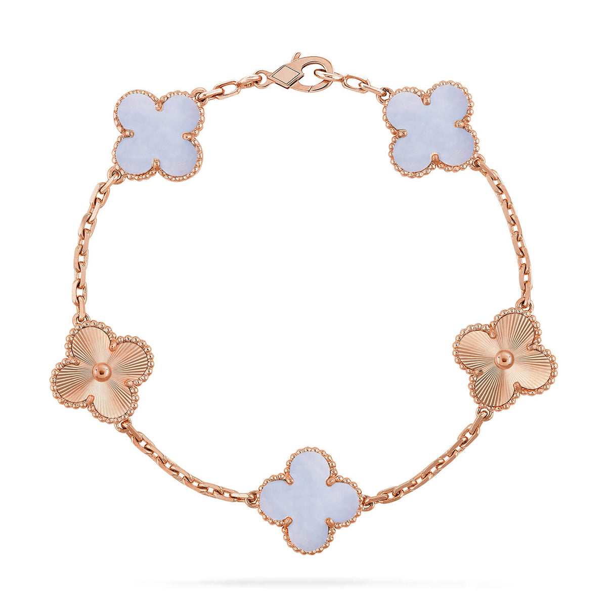 [Novalux]LUCKY CLOVER 5-MOTIF BRACELET - PURPLE CHALCEDONY COLLECTION