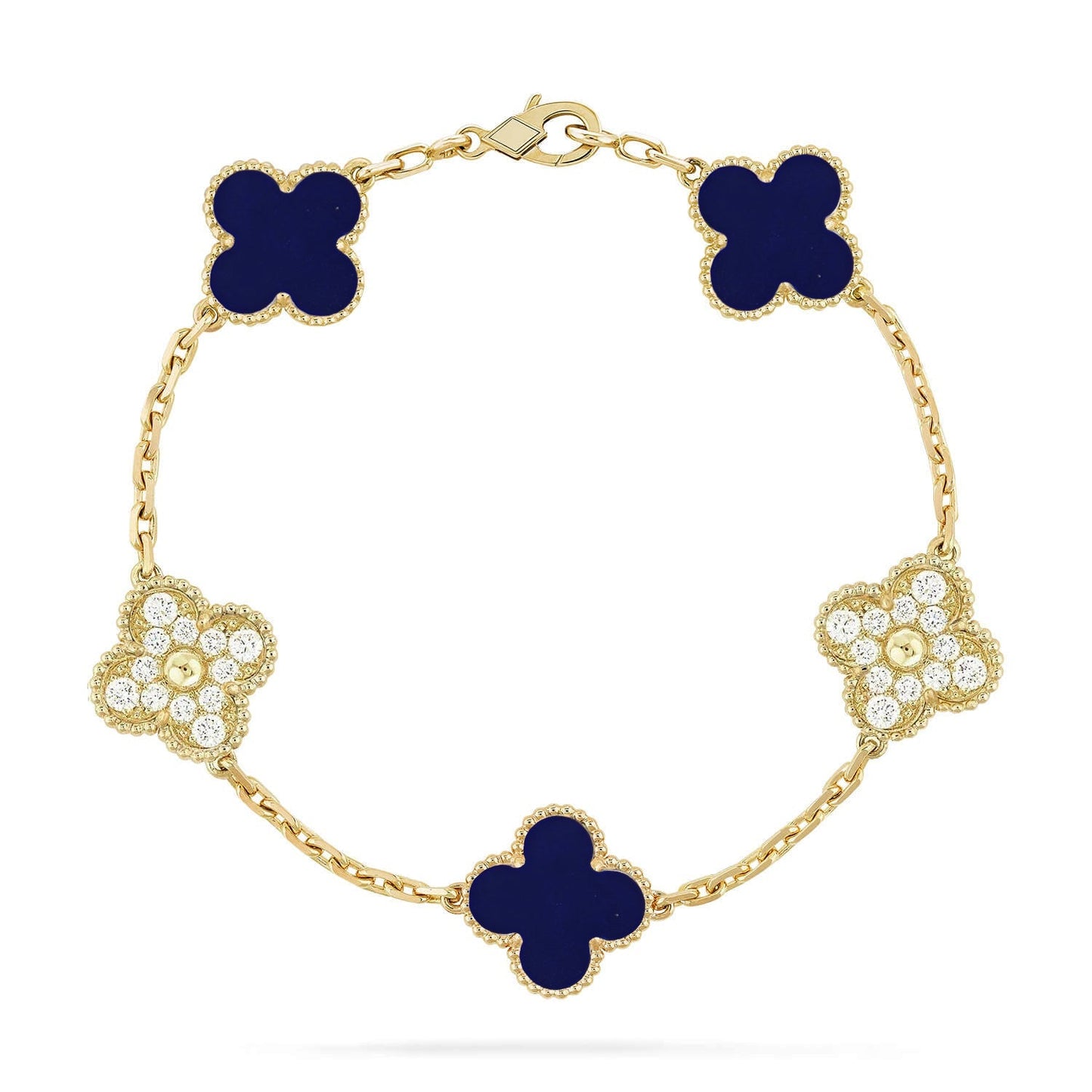 [Novalux]LUCKY CLOVER 5-MOTIF BRACELET - LAPIS LAZULI COLLECTION