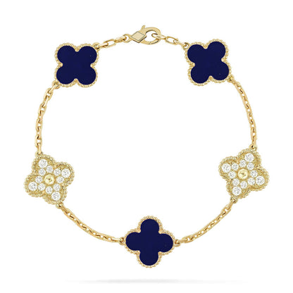 [Novalux]LUCKY CLOVER 5-MOTIF BRACELET - LAPIS LAZULI COLLECTION