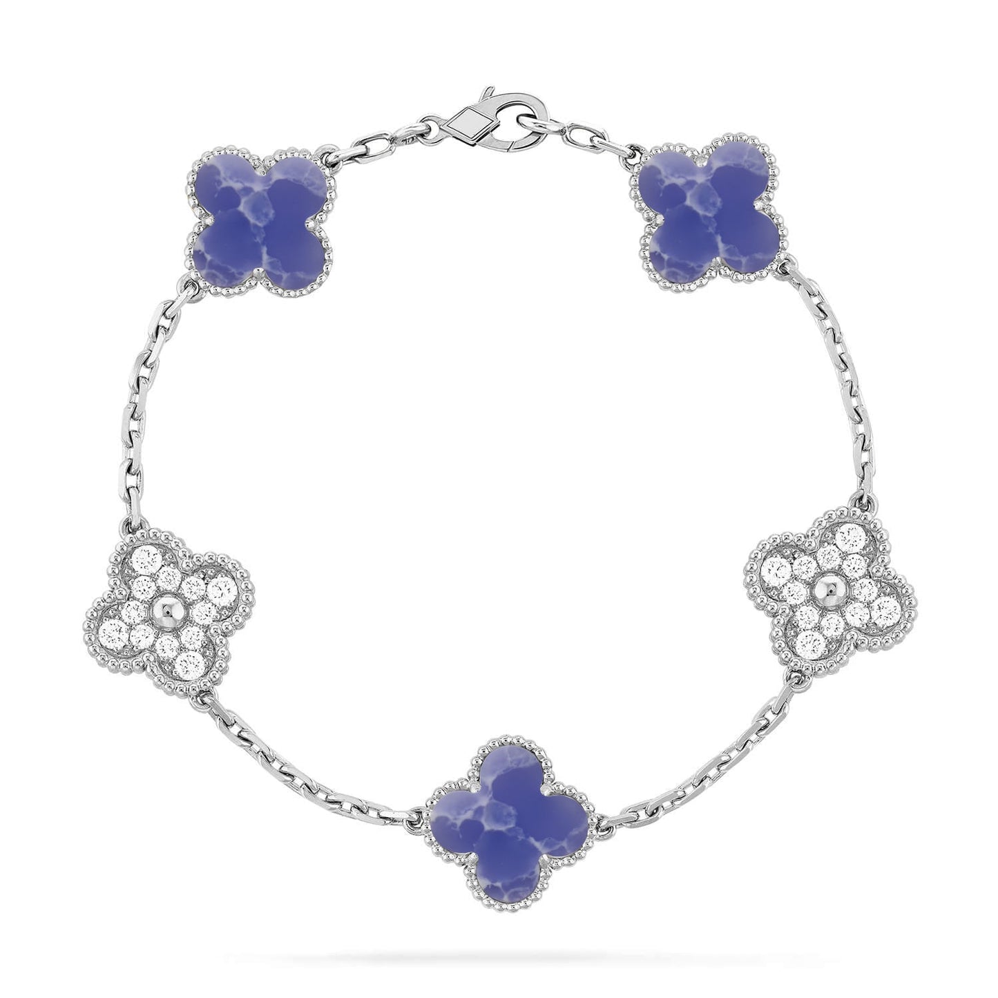 [Novalux]LUCKY CLOVER 5-MOTIF BRACELET - BLUE LARIMAR COLLECTION