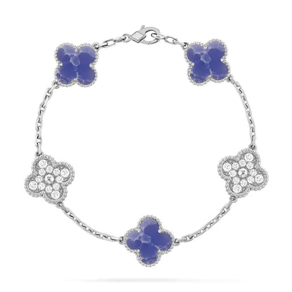 [Novalux]LUCKY CLOVER 5-MOTIF BRACELET - BLUE LARIMAR COLLECTION