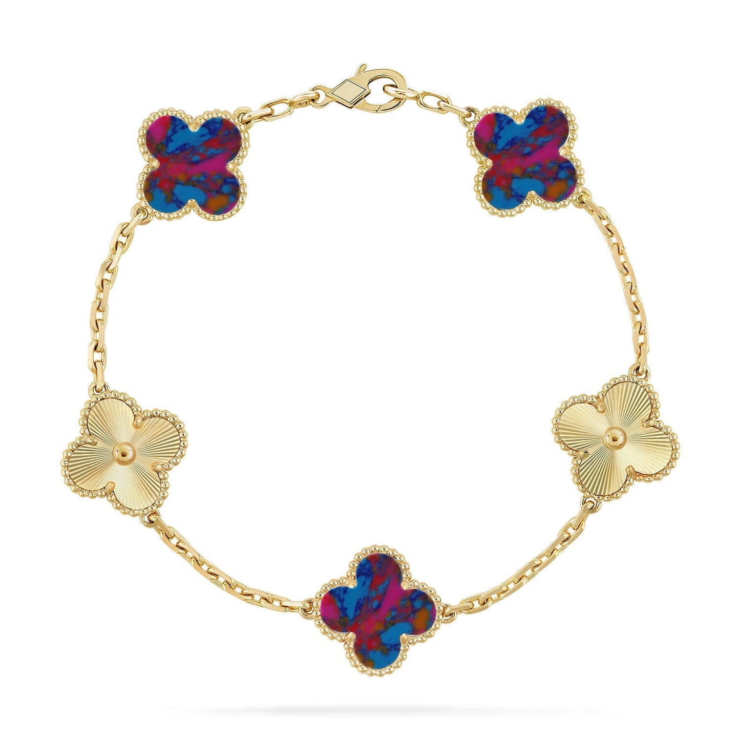 [Novalux]LUCKY CLOVER 5-MOTIF BRACELET - MULTI-GEM COLLECTION