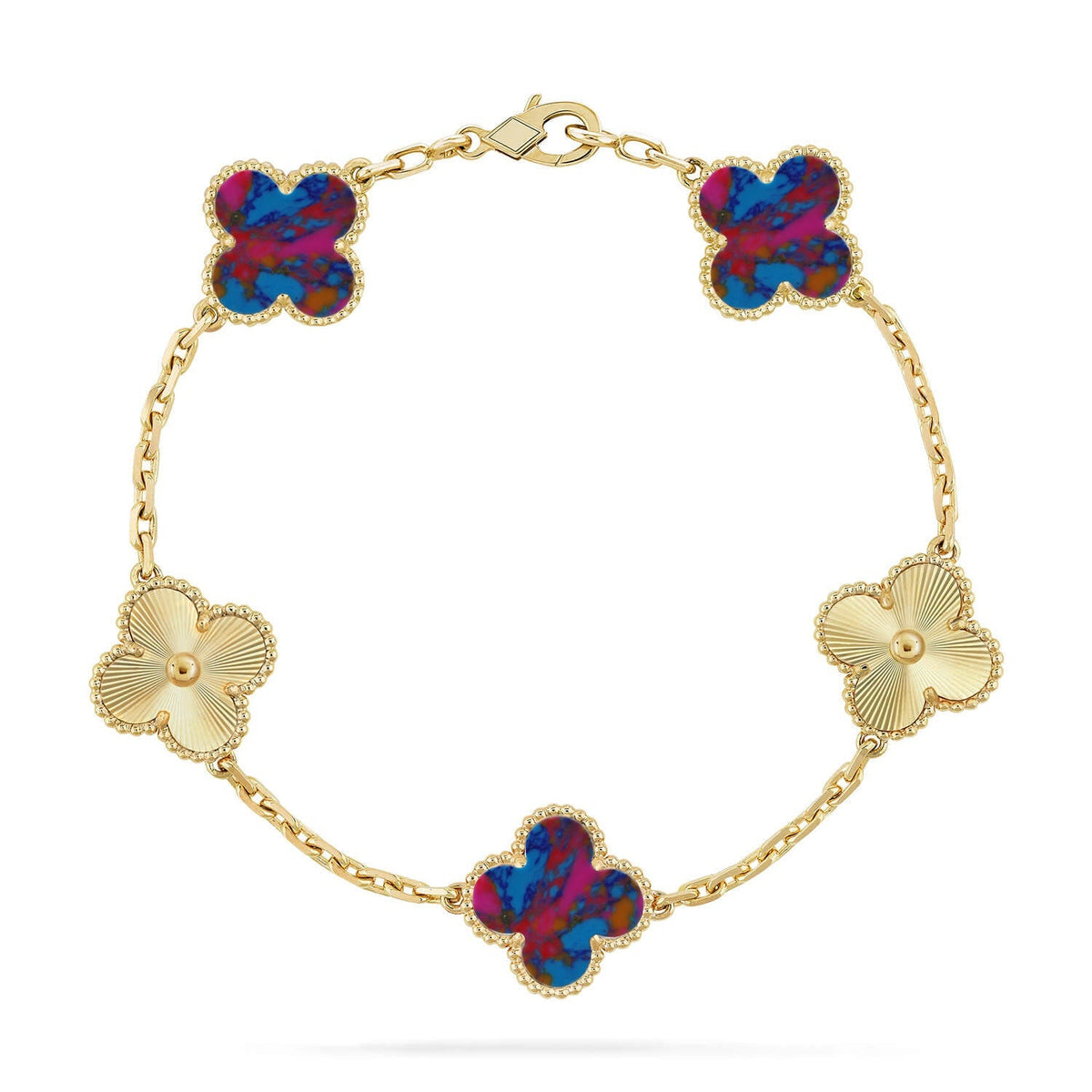 [Novalux]LUCKY CLOVER 5-MOTIF BRACELET - MULTI-GEM COLLECTION