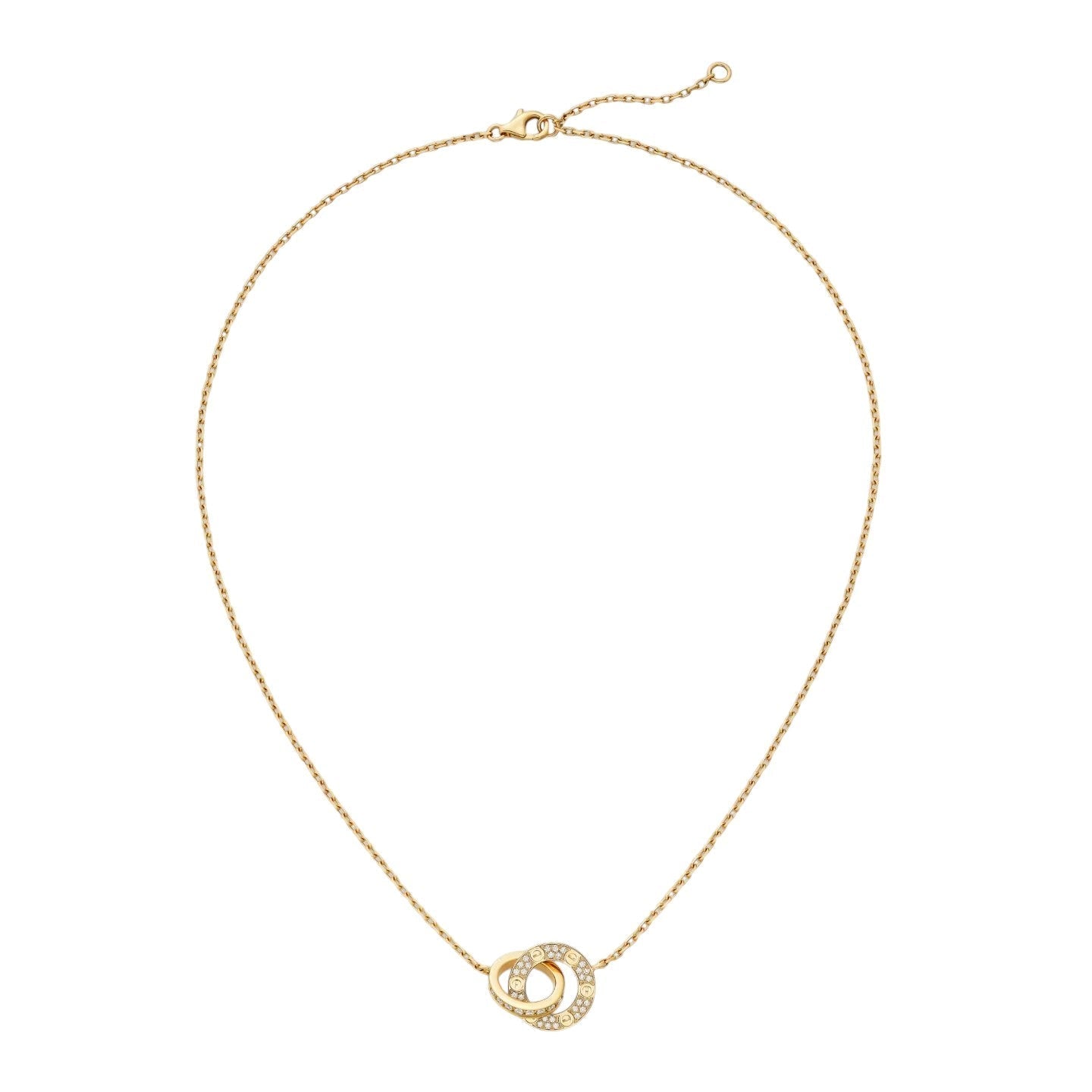 [Novalux]LOVE DOUBLE-RING PENDANT FULL-PAVÉ NECKLACE