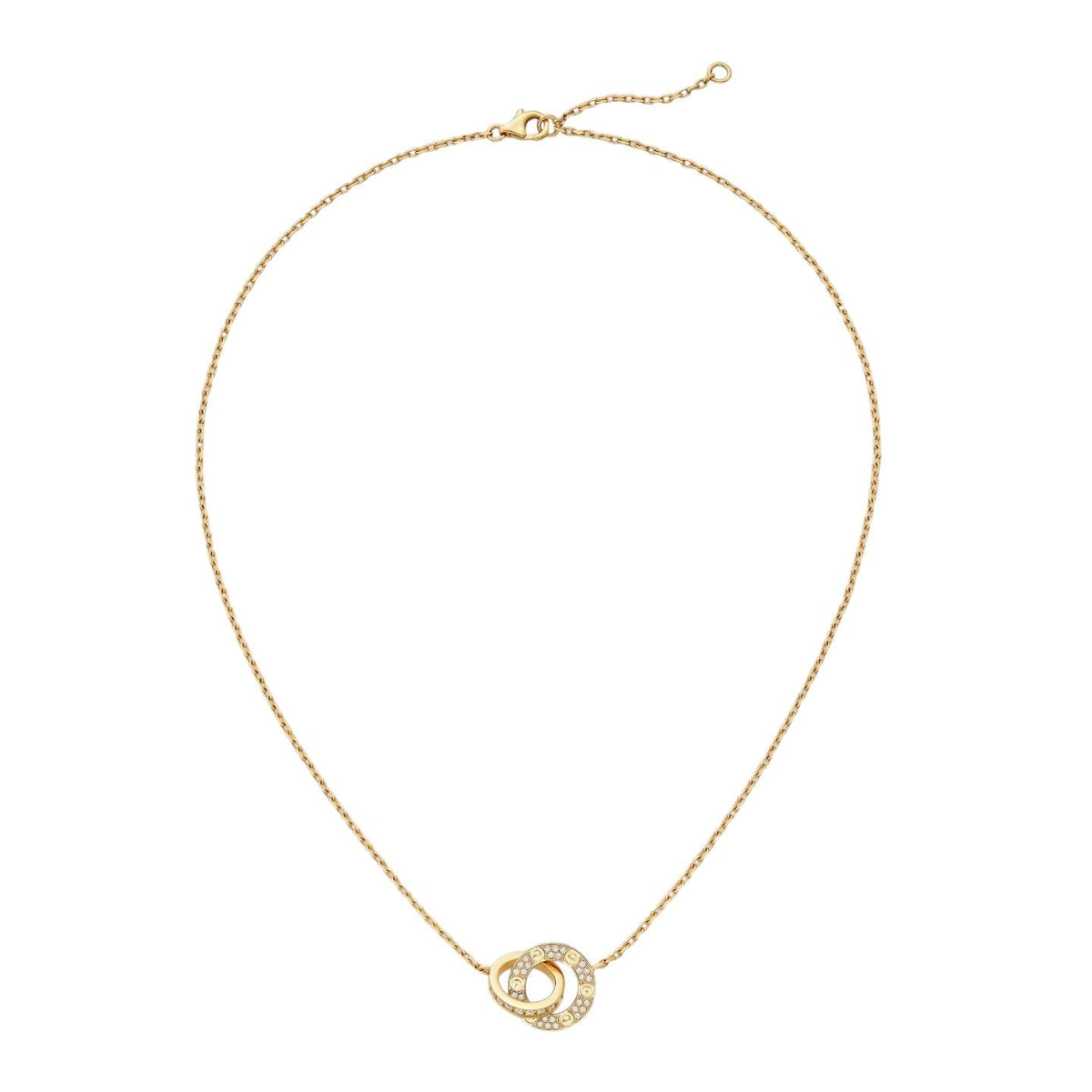 [Novalux]LOVE DOUBLE-RING PENDANT FULL-PAVÉ NECKLACE