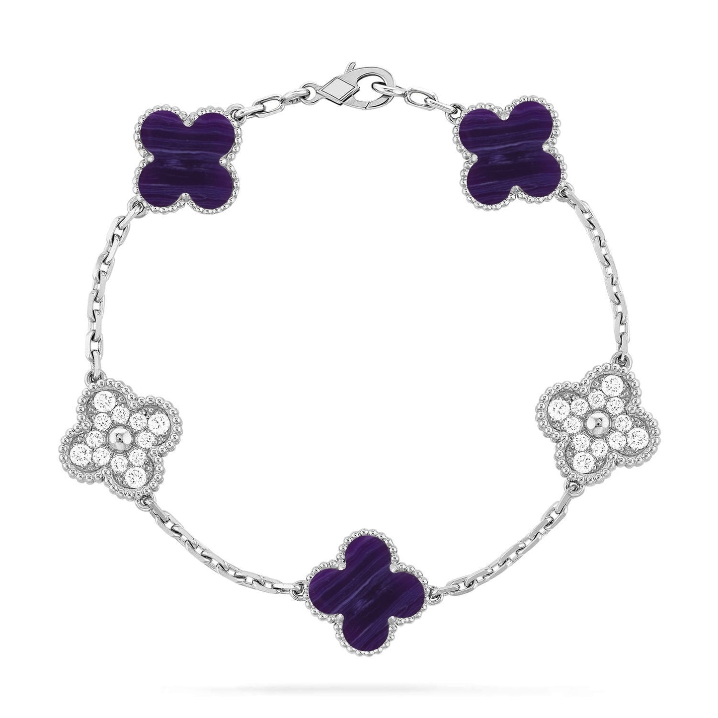 [Novalux]LUCKY CLOVER 5-MOTIF BRACELET - CHAROITE COLLECTION