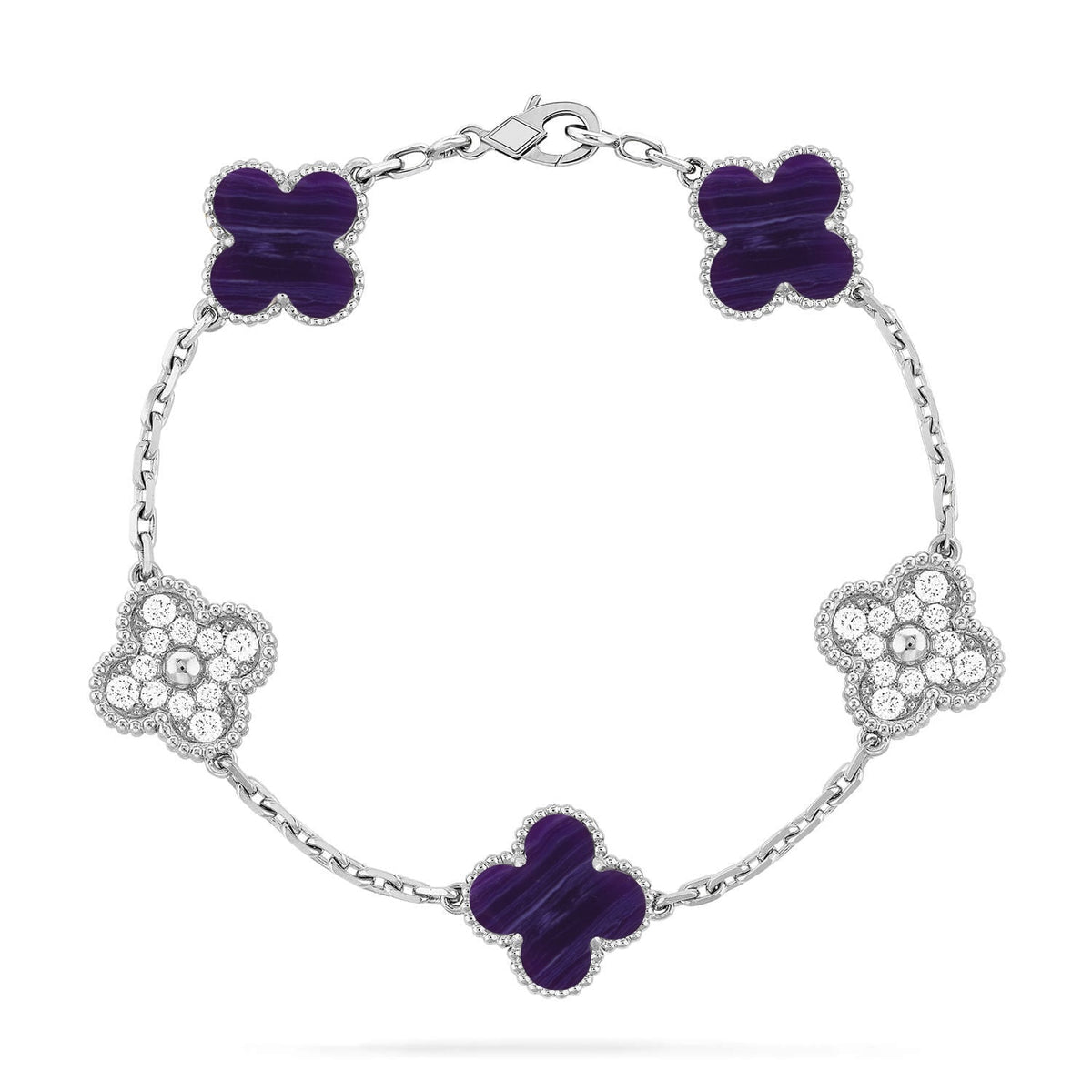 [Novalux]LUCKY CLOVER 5-MOTIF BRACELET - CHAROITE COLLECTION