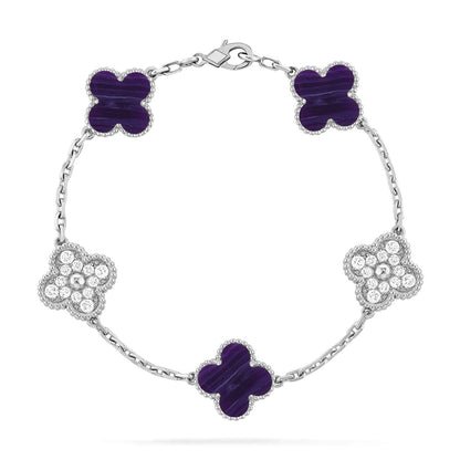[Novalux]LUCKY CLOVER 5-MOTIF BRACELET - CHAROITE COLLECTION