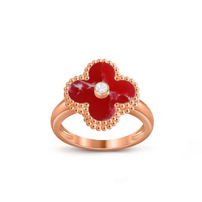 [Novalux]LUCKY CLOVER DIAMOND-ACCENT ROSE GOLD RING COLLECTION
