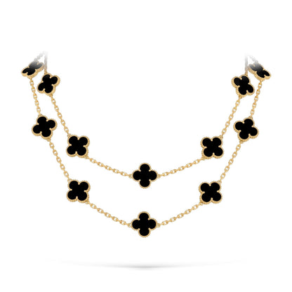 [Novalux]CLASSIC 20-MOTIF LUCKY CLOVER LONG NECKLACE GOLD COLLECTION