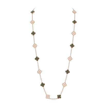 [Novalux]CLASSIC 20-MOTIF LUCKY CLOVER LONG NECKLACE ROSE GOLD COLLECTION