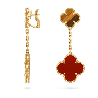 [Novalux]CLOVER DUAL-MOTIF STATEMENT STUD EARRINGS - DOUBLE-CHARM COLLECTION