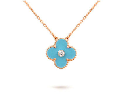 [Novalux]15MM CLOVER FLOWER DIAMOND PENDANT NECKLACE COLLECTION
