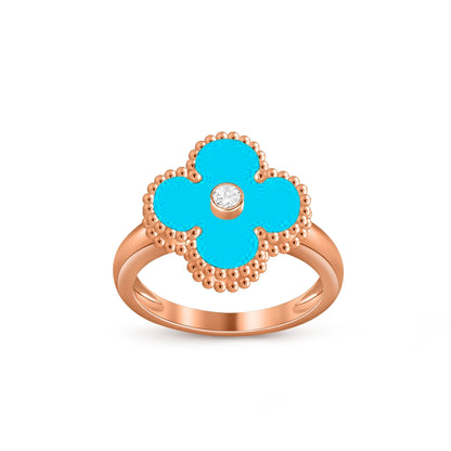 [Novalux]LUCKY CLOVER DIAMOND-ACCENT ROSE GOLD RING COLLECTION