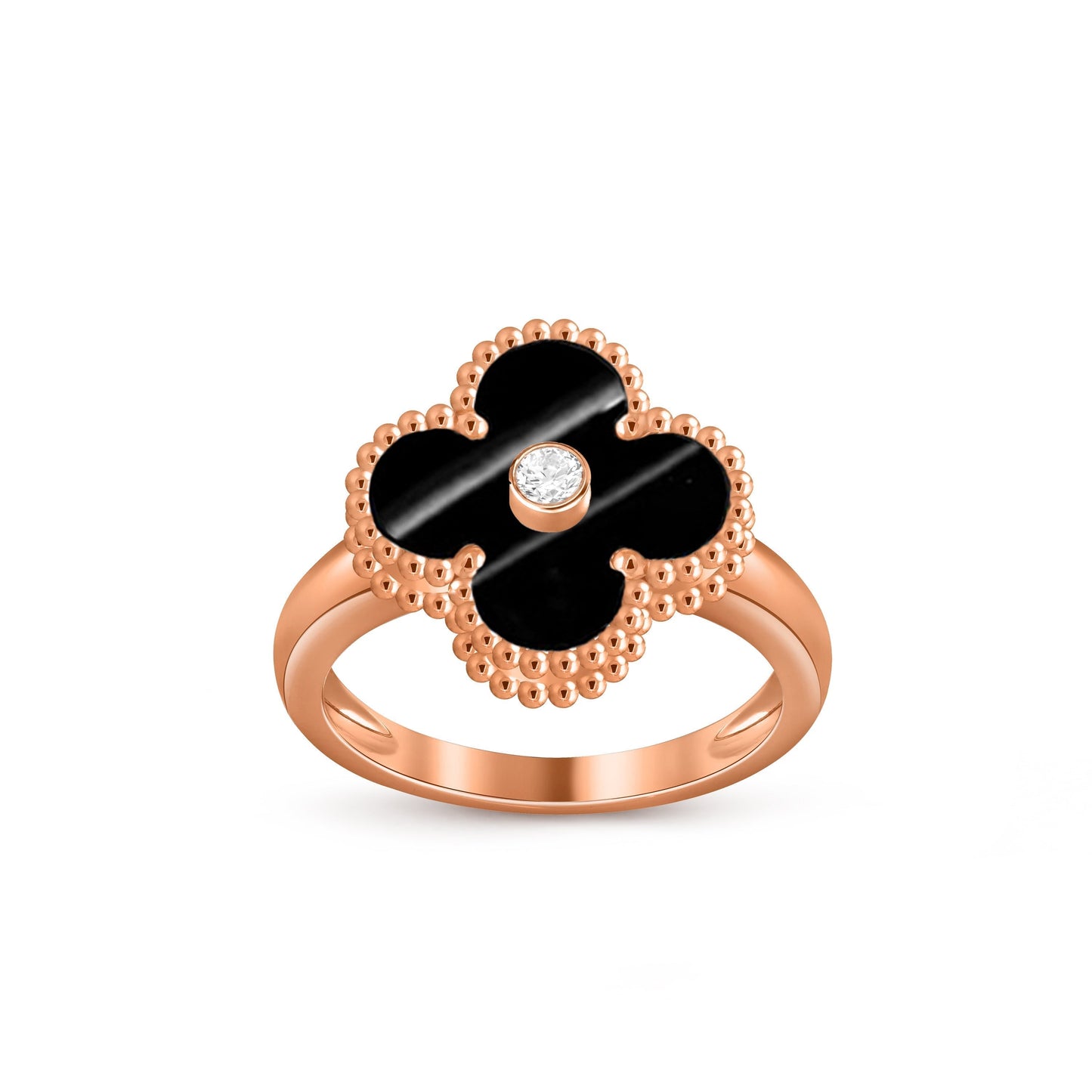 [Novalux]LUCKY CLOVER DIAMOND-ACCENT ROSE GOLD RING COLLECTION