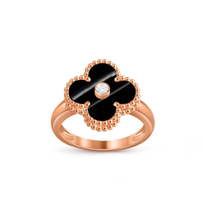 [Novalux]LUCKY CLOVER DIAMOND-ACCENT ROSE GOLD RING COLLECTION