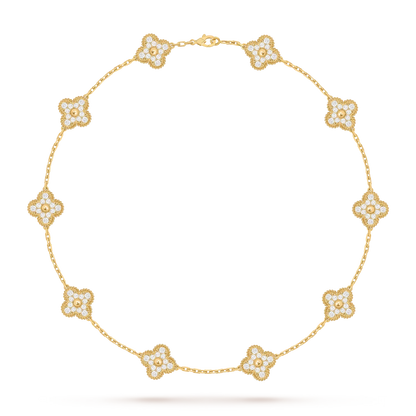 [Novalux]CLASSIC LUCKY 10-MOTIF CLOVER NECKLACE GOLD COLLECTION