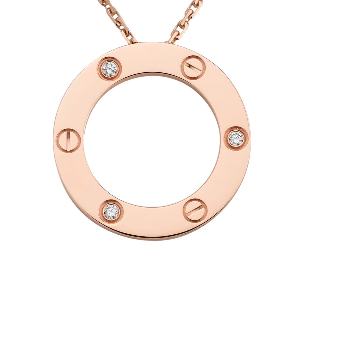 [Novalux]LOVE LARGE CIRCULAR PENDANT 3-DIAMOND NECKLACE
