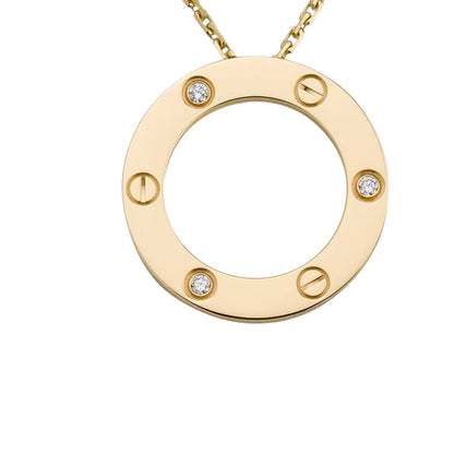 [Novalux]LOVE LARGE CIRCULAR PENDANT 3-DIAMOND NECKLACE