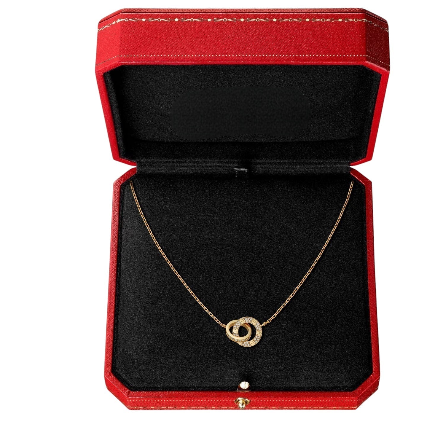 [Novalux]LOVE DOUBLE-RING PENDANT FULL-PAVÉ NECKLACE