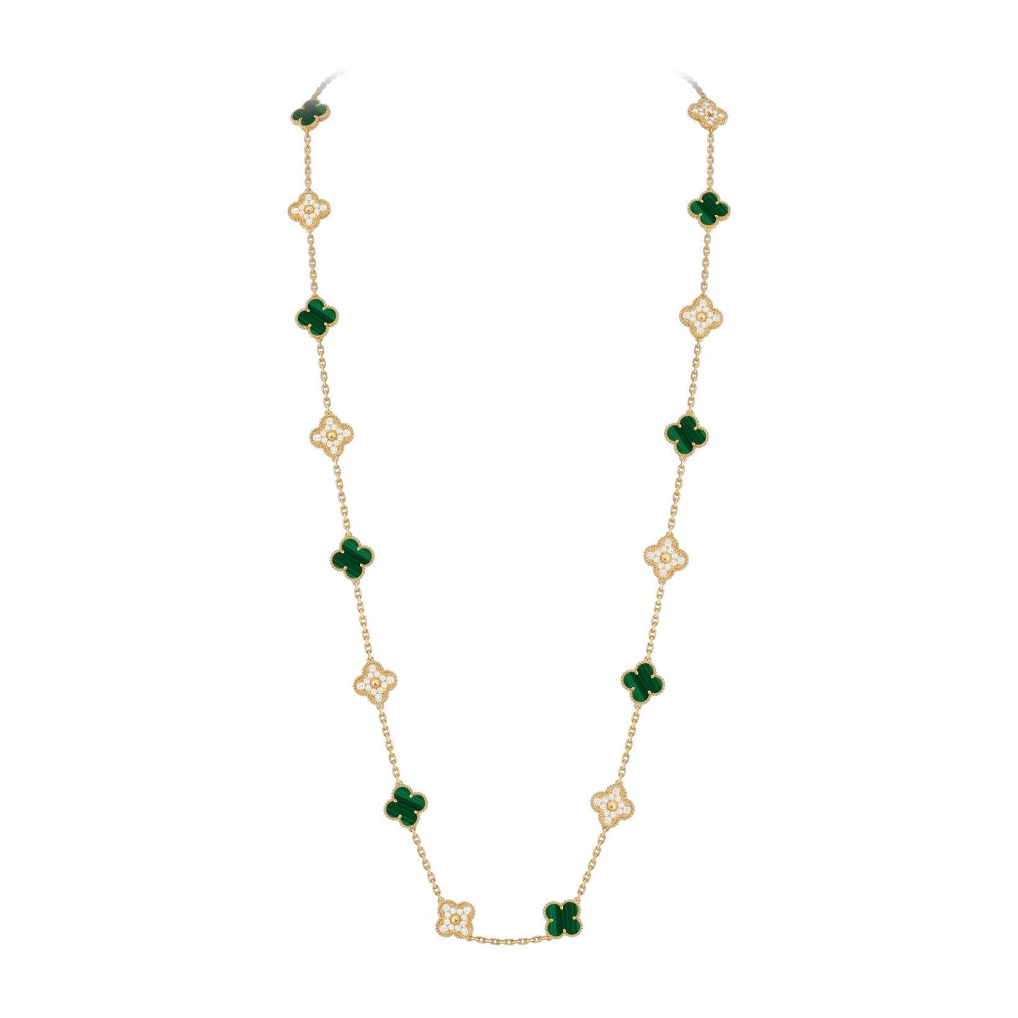 [Novalux]CLASSIC 20-MOTIF LUCKY CLOVER LONG NECKLACE GOLD COLLECTION